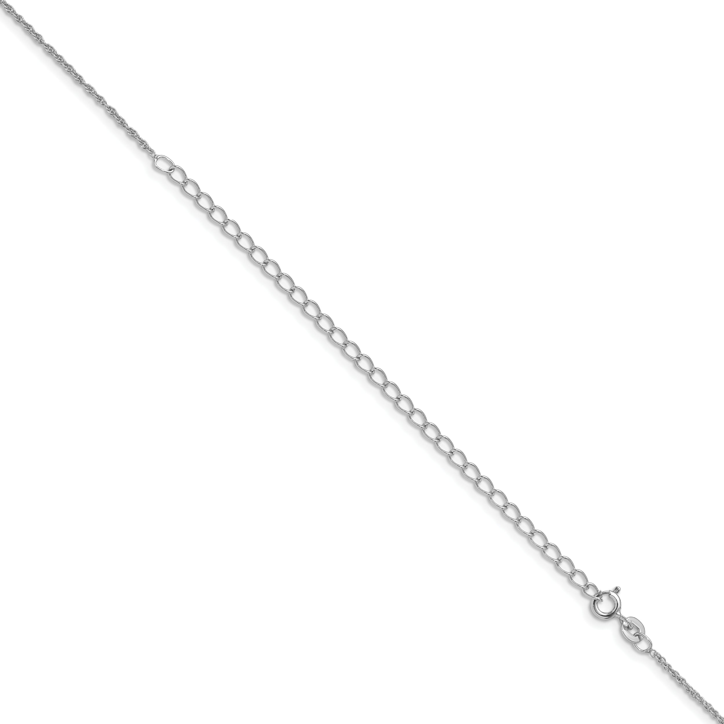 22 Inch Sterling Silver Rhodium-Plated 1.3mm Loose Rope Chain W/4In Ext.