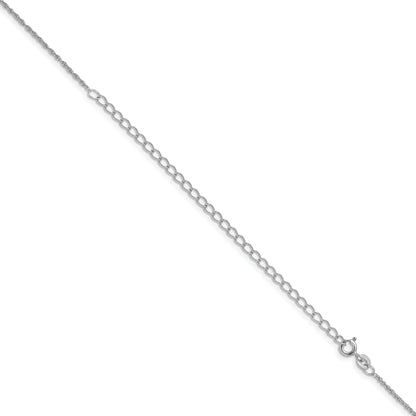 22 Inch Sterling Silver Rhodium-Plated 1.3mm Loose Rope Chain W/4In Ext.