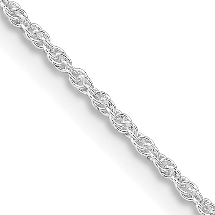 22 Inch Sterling Silver Rhodium-Plated 1.3mm Loose Rope Chain Necklace