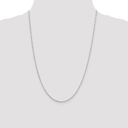 24 Inch Sterling Silver Rhodium-Plated 1.4mm Singapore Chain Necklace