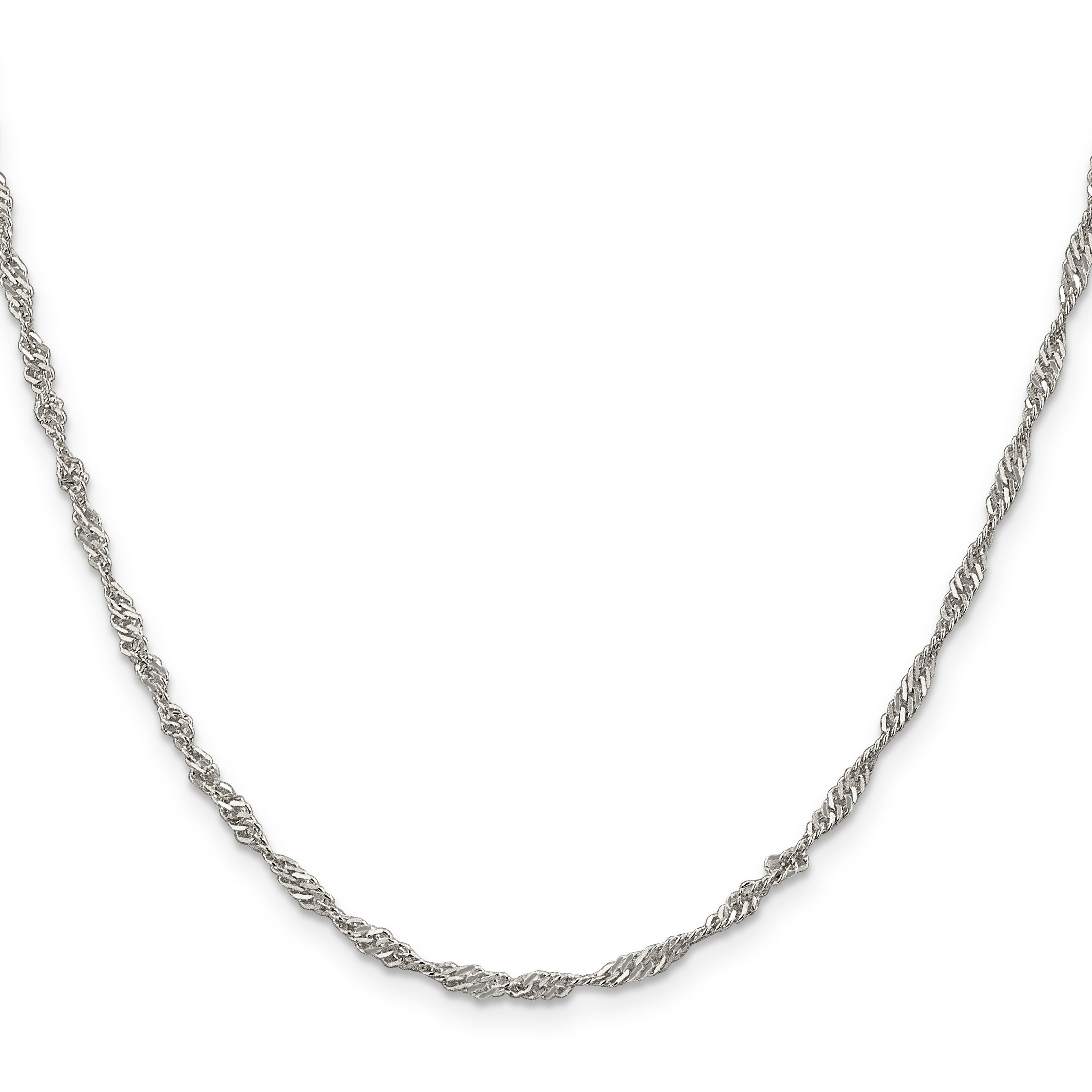 22 Inch Sterling Silver 2.25mm Singapore Chain Necklace