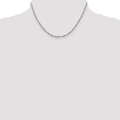 16 Inch Sterling Silver 2.25mm Singapore Chain Necklace