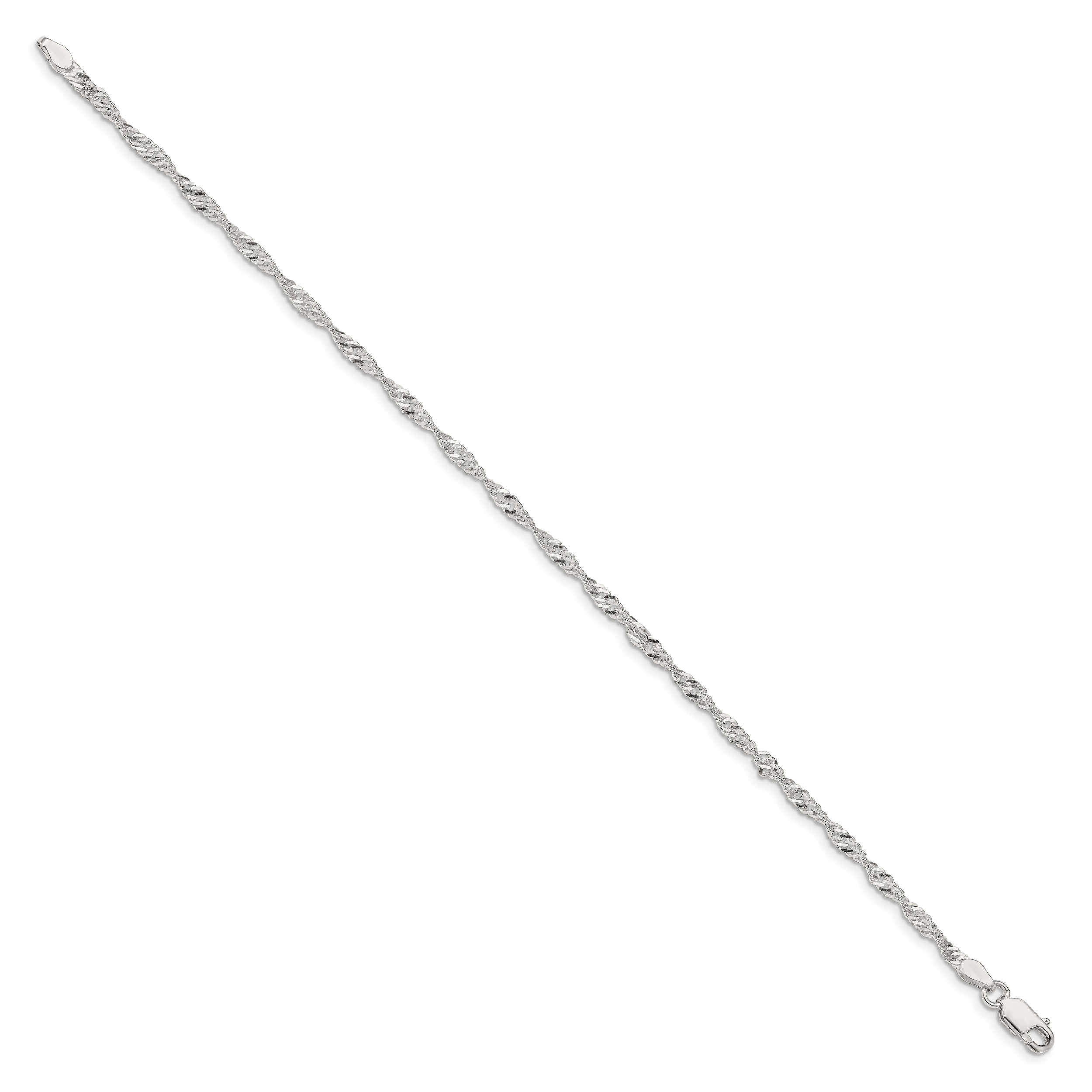 7 Inch Sterling Silver 2.25mm Singapore Chain Bracelet