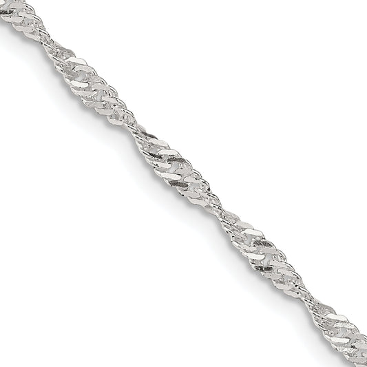 22 Inch Sterling Silver 2.25mm Singapore Chain Necklace