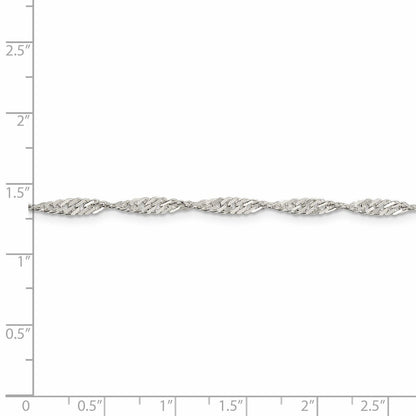 30 Inch Sterling Silver 3mm Singapore Chain Necklace