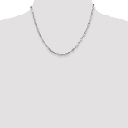 18 Inch Sterling Silver 3mm Singapore Chain Necklace