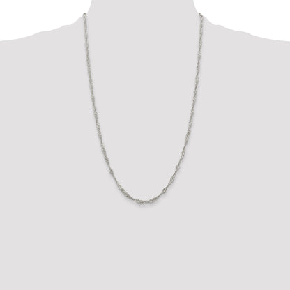 26 Inch Sterling Silver 3mm Singapore Chain Necklace
