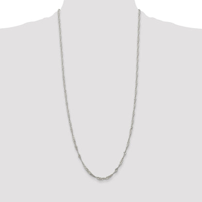 30 Inch Sterling Silver 3mm Singapore Chain Necklace