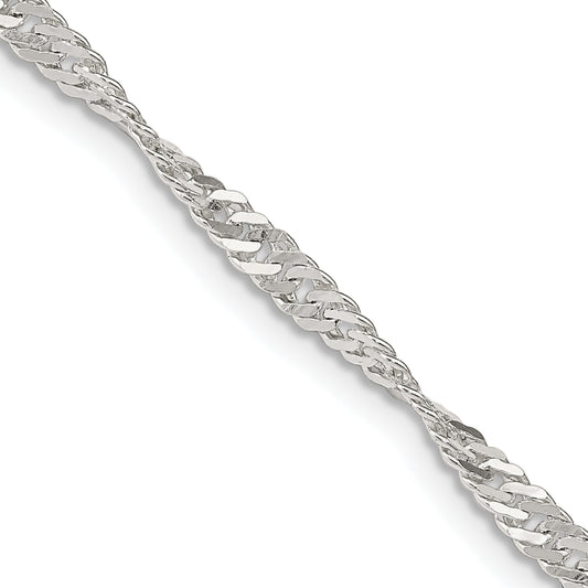 18 Inch Sterling Silver 3mm Singapore Chain Necklace