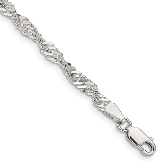 8 Inch Sterling Silver 3.5mm Singapore Chain Bracelet