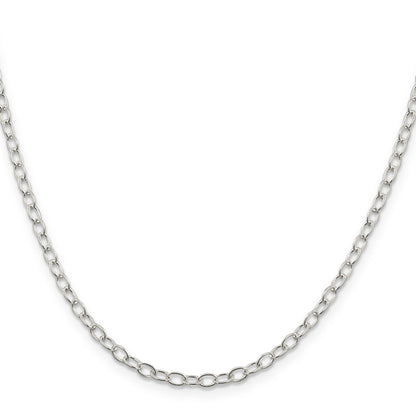 16 Inch Sterling Silver 3.4mm Oval Cable Chain Necklace
