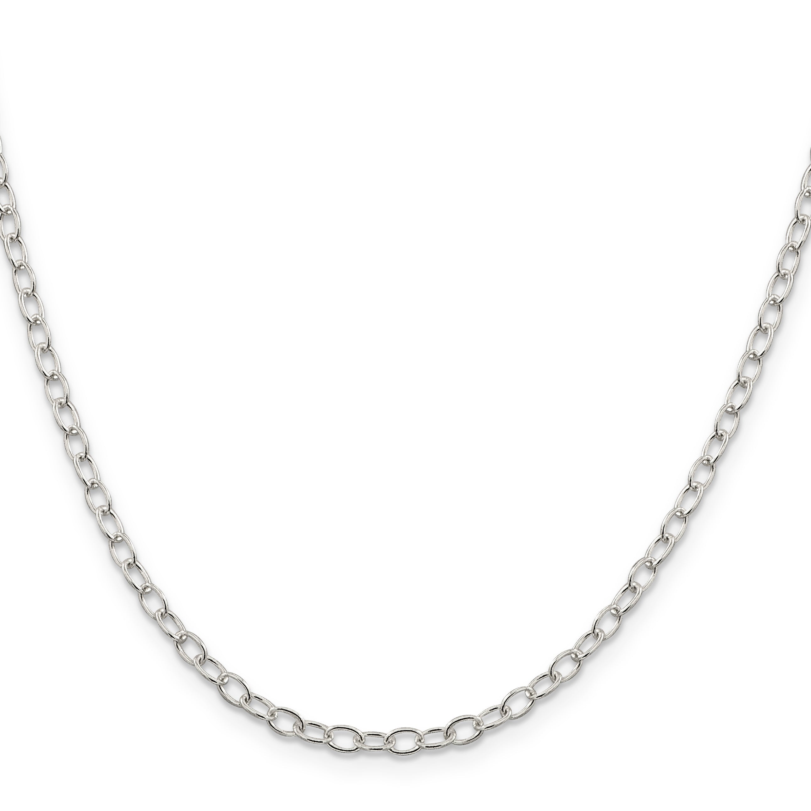 18 Inch Sterling Silver 3.4mm Oval Cable Chain Necklace