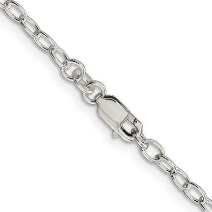 24 Inch Sterling Silver 3.4mm Oval Cable Chain Necklace