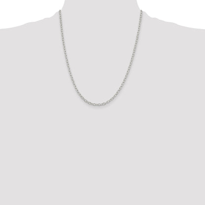 22 Inch Sterling Silver 3.4mm Oval Cable Chain Necklace