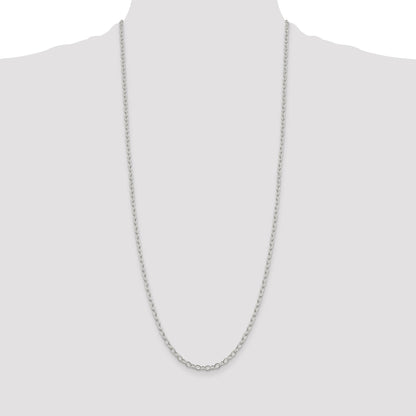 30 Inch Sterling Silver 3.4mm Oval Cable Chain Necklace