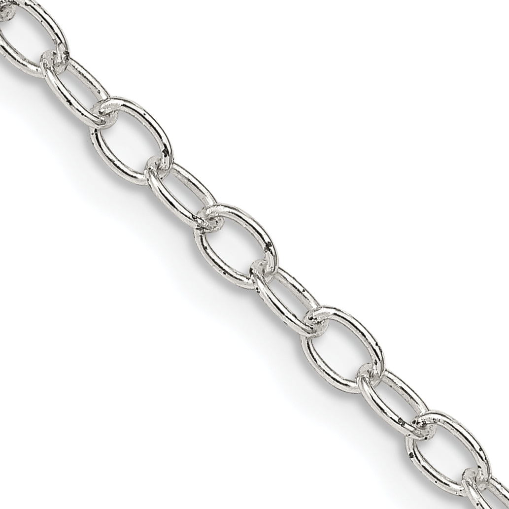 22 Inch Sterling Silver 3.4mm Oval Cable Chain Necklace