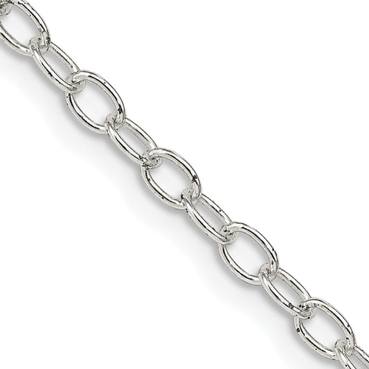24 Inch Sterling Silver 3.4mm Oval Cable Chain Necklace