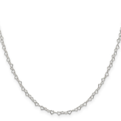 16 Inch Sterling Silver 3.5mm Fancy Heart Link Chain