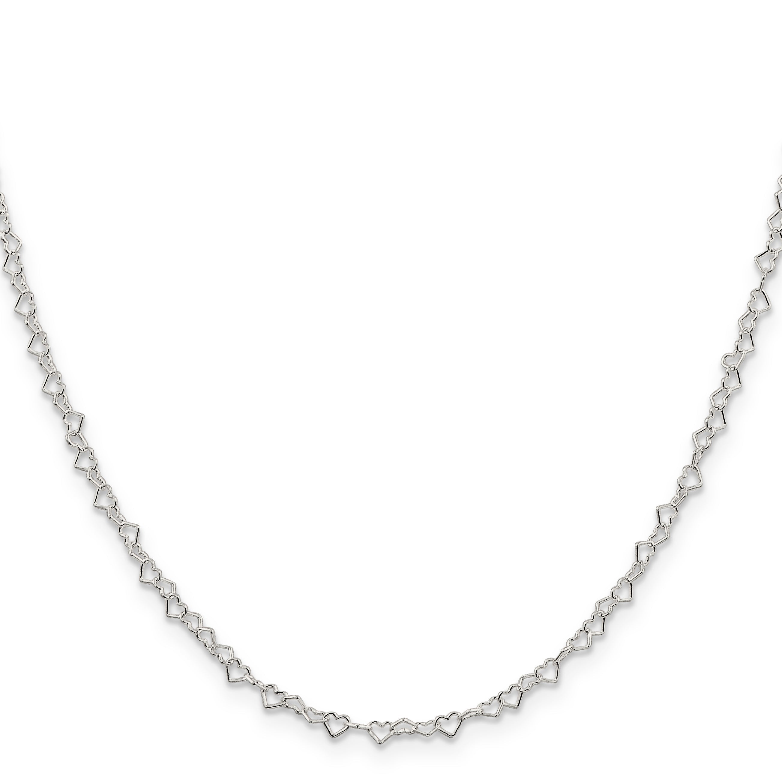 18 Inch Sterling Silver 3.5mm Fancy Heart Link Chain