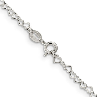 16 Inch Sterling Silver 3.5mm Fancy Heart Link Chain