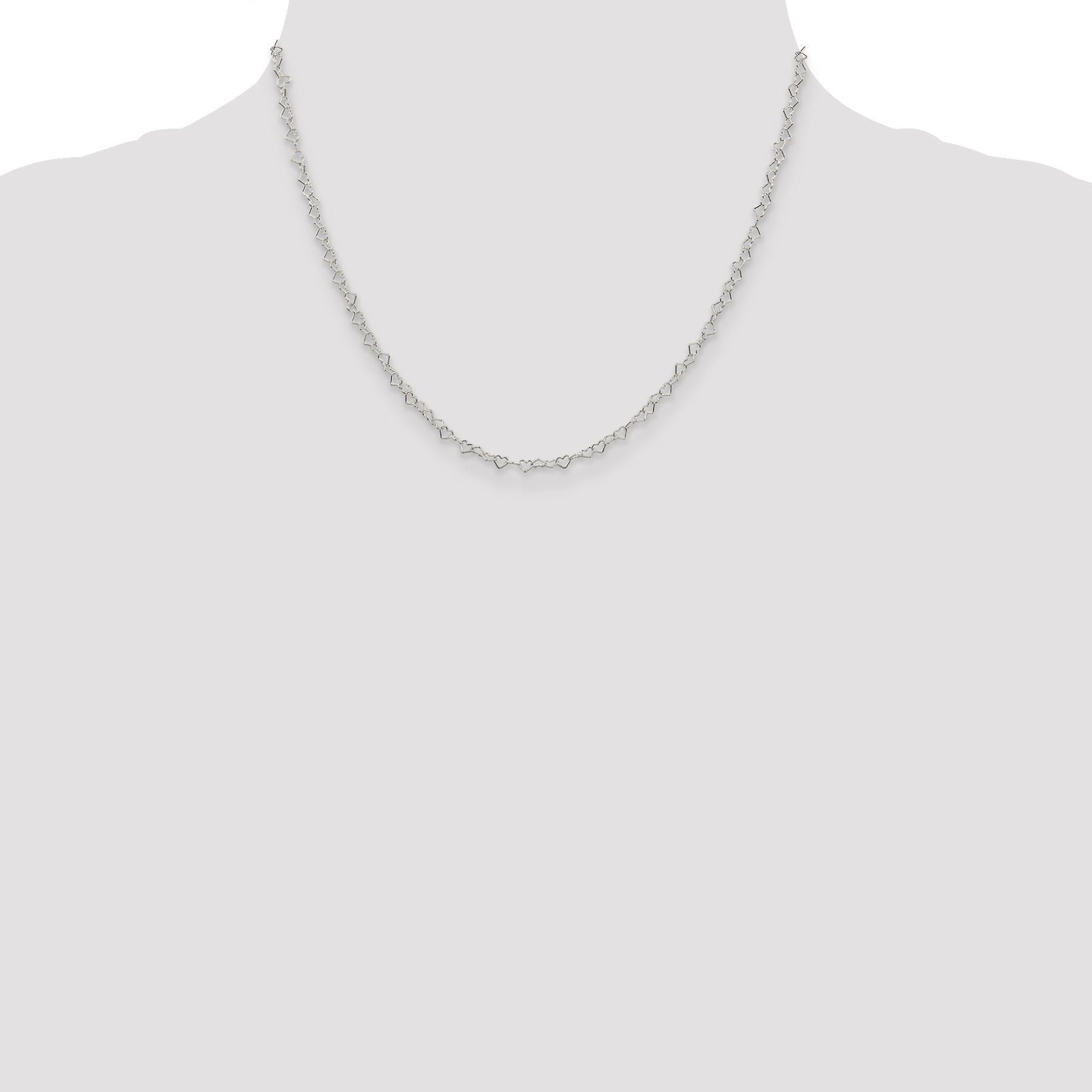 18 Inch Sterling Silver 3.5mm Fancy Heart Link Chain