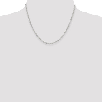 18 Inch Sterling Silver 3.5mm Fancy Heart Link Chain