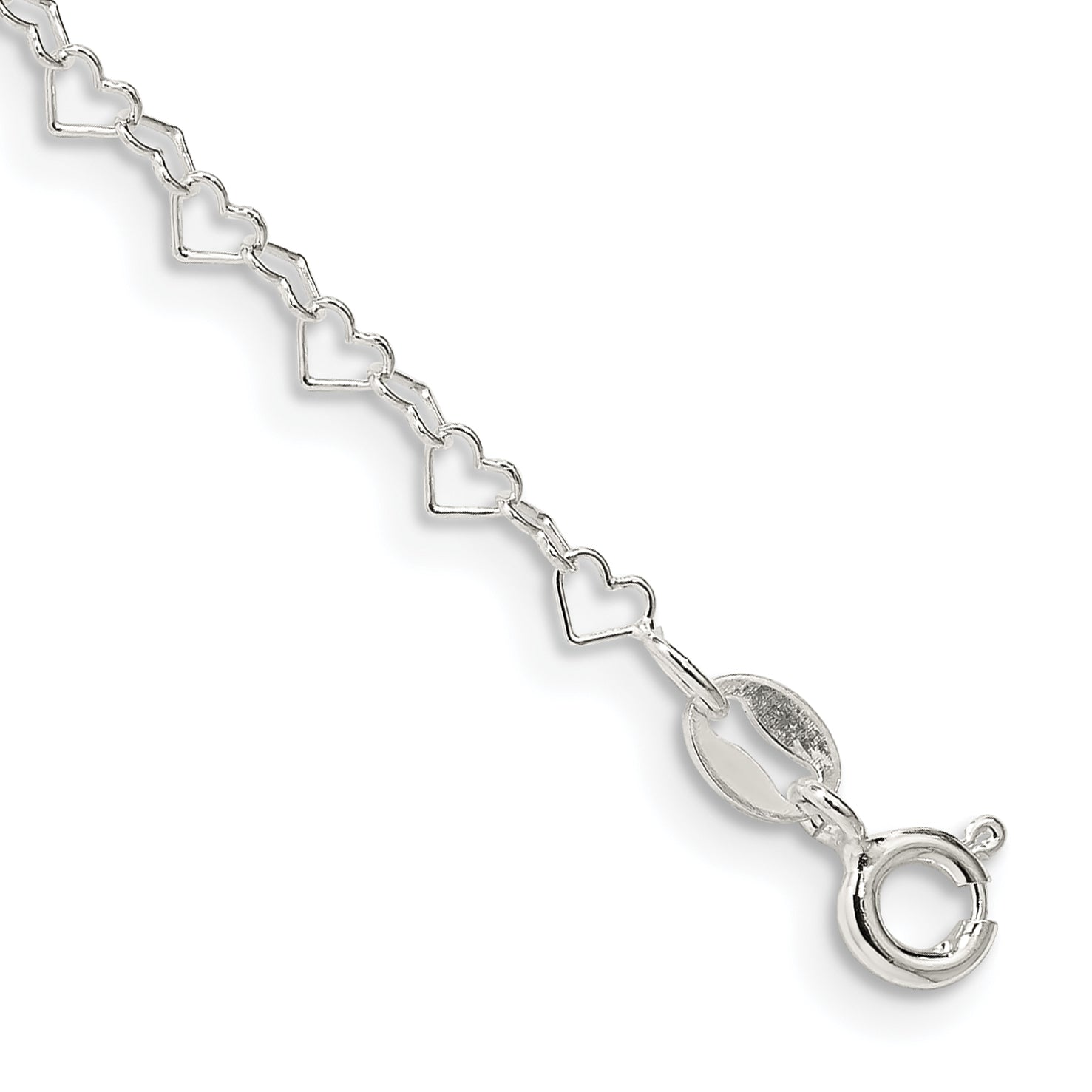 7 Inch Sterling Silver 3.5mm Fancy Heart Link Chain Bracelet