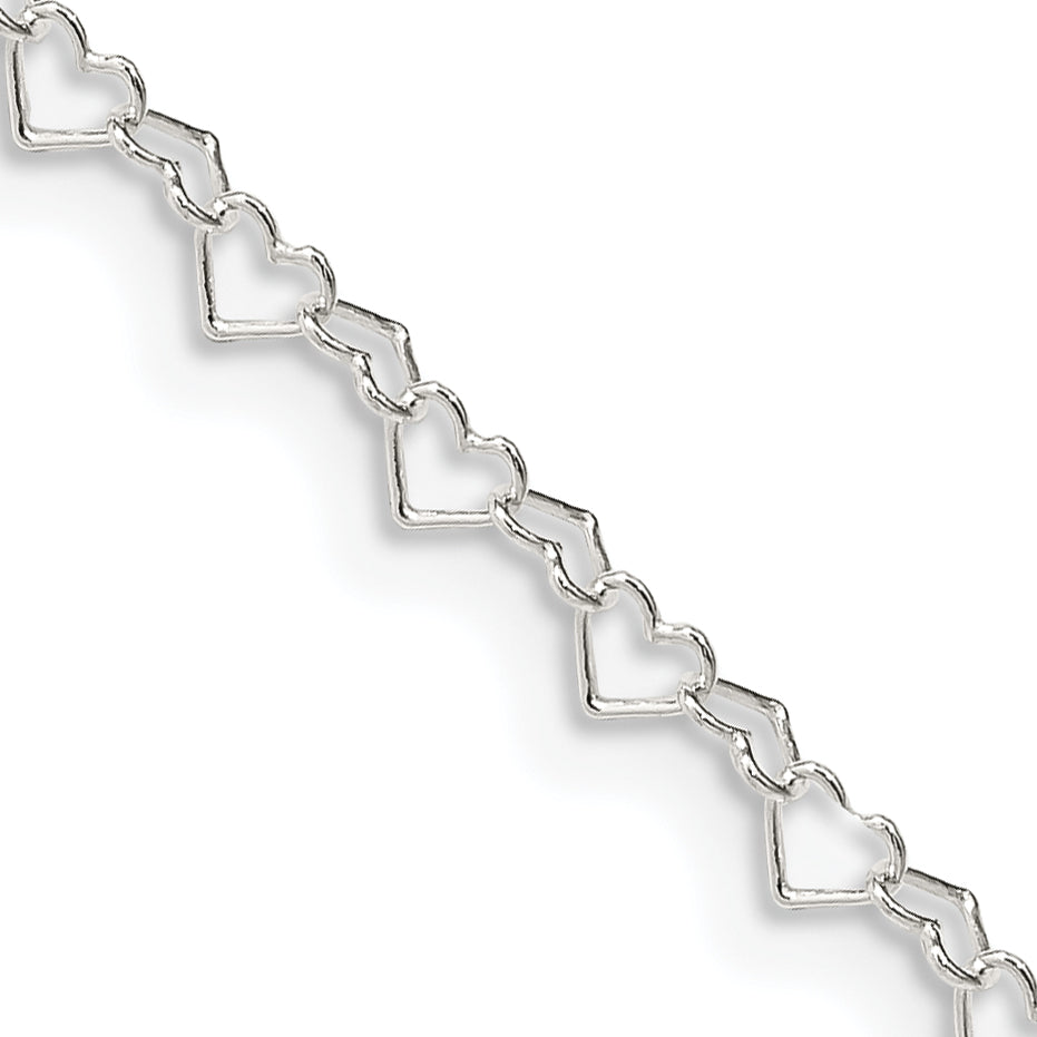 16 Inch Sterling Silver 3.5mm Fancy Heart Link Chain