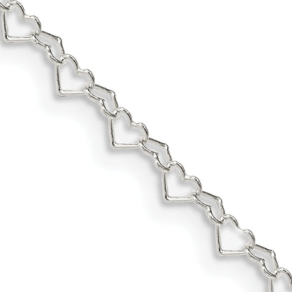 16 Inch Sterling Silver 3.5mm Fancy Heart Link Chain