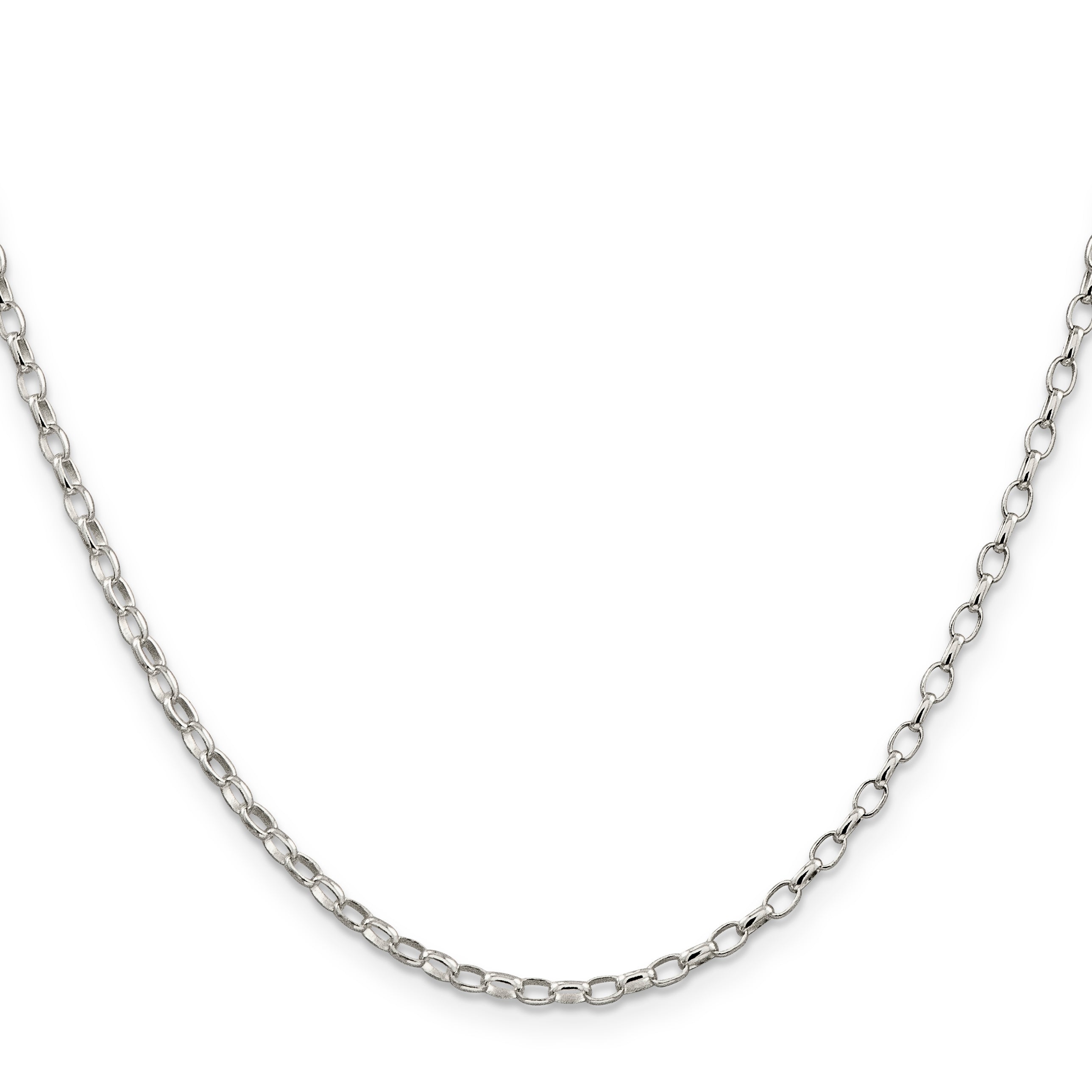 24 Inch Sterling Silver 2.5mm Oval Fancy Rolo Chain Necklace