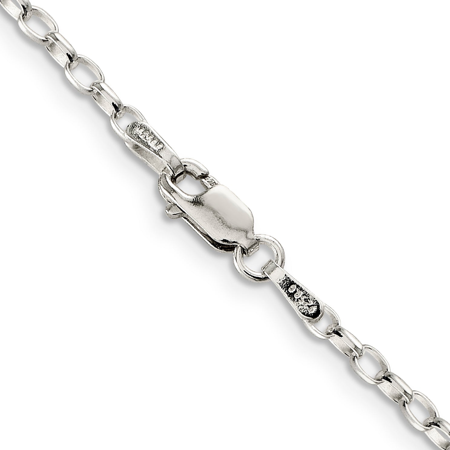 24 Inch Sterling Silver 2.5mm Oval Fancy Rolo Chain Necklace