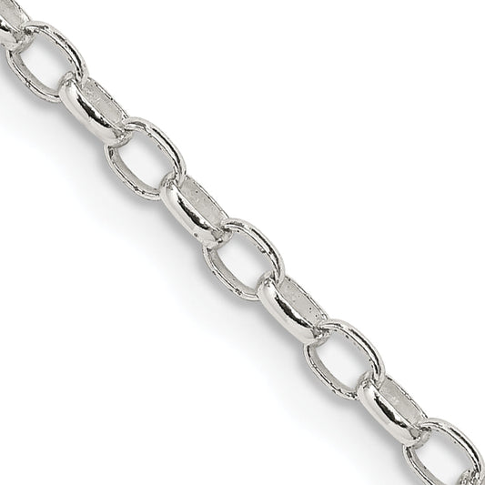 16 Inch Sterling Silver 2.5mm Oval Fancy Rolo Chain Necklace