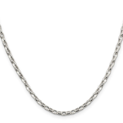 26 Inch Sterling Silver 3.2mm Oval Fancy Rolo Chain Necklace
