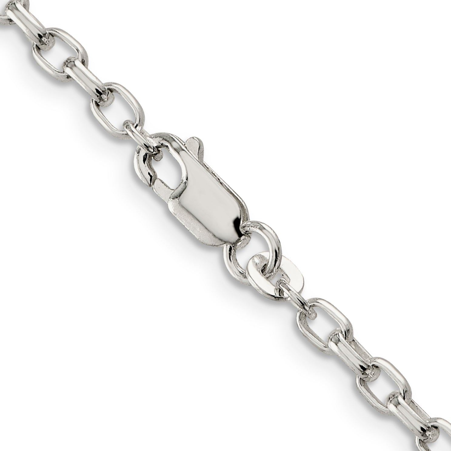 22 Inch Sterling Silver 3.2mm Oval Fancy Rolo Chain Necklace
