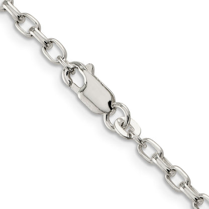 22 Inch Sterling Silver 3.2mm Oval Fancy Rolo Chain Necklace