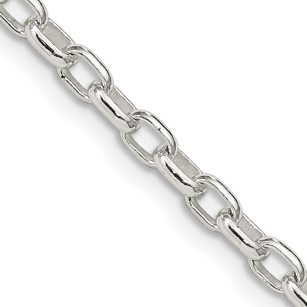 24 Inch Sterling Silver 3.2mm Oval Fancy Rolo Chain Necklace