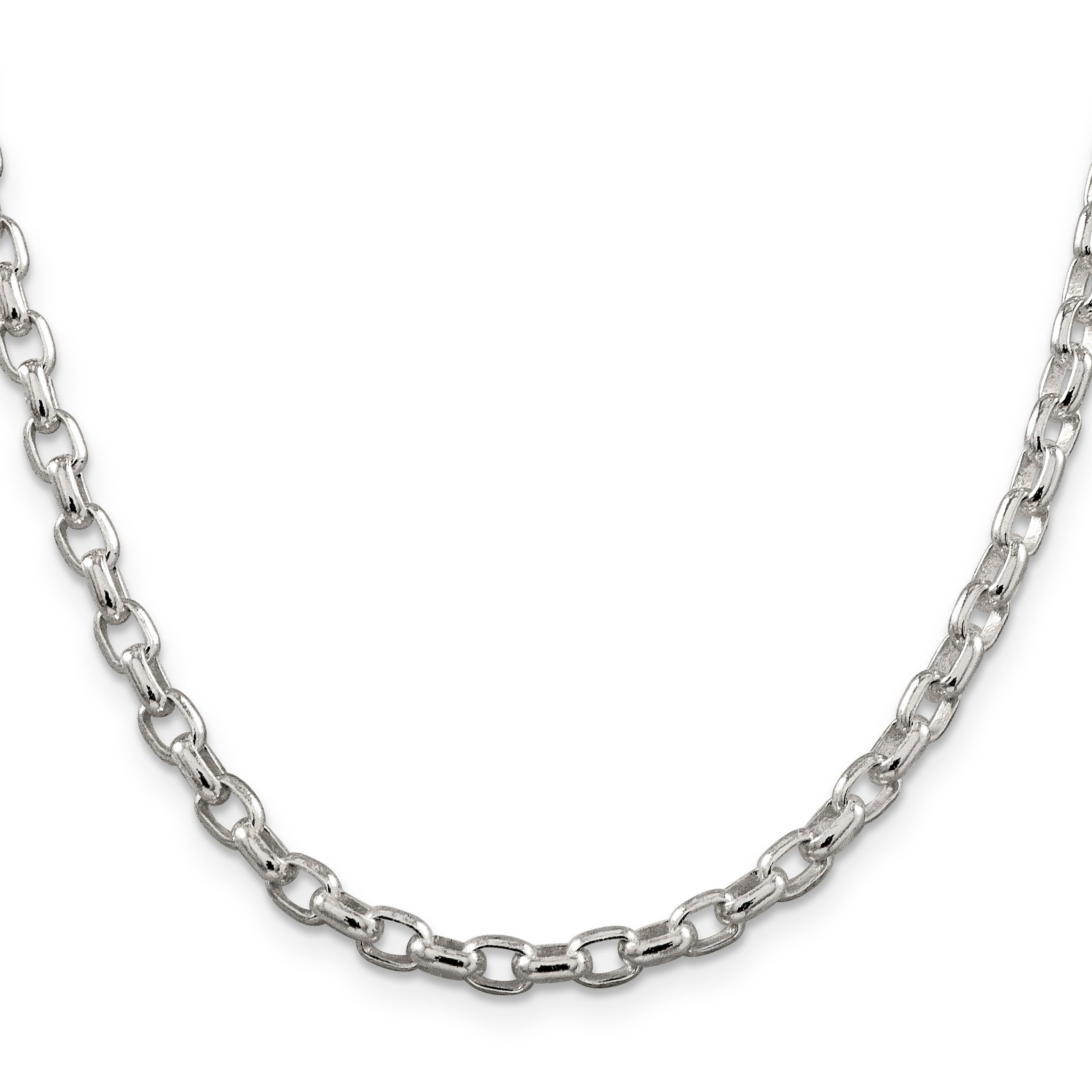 16 Inch Sterling Silver 4.4mm Oval Fancy Rolo Chain Necklace