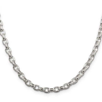 18 Inch Sterling Silver 4.4mm Oval Fancy Rolo Chain Necklace