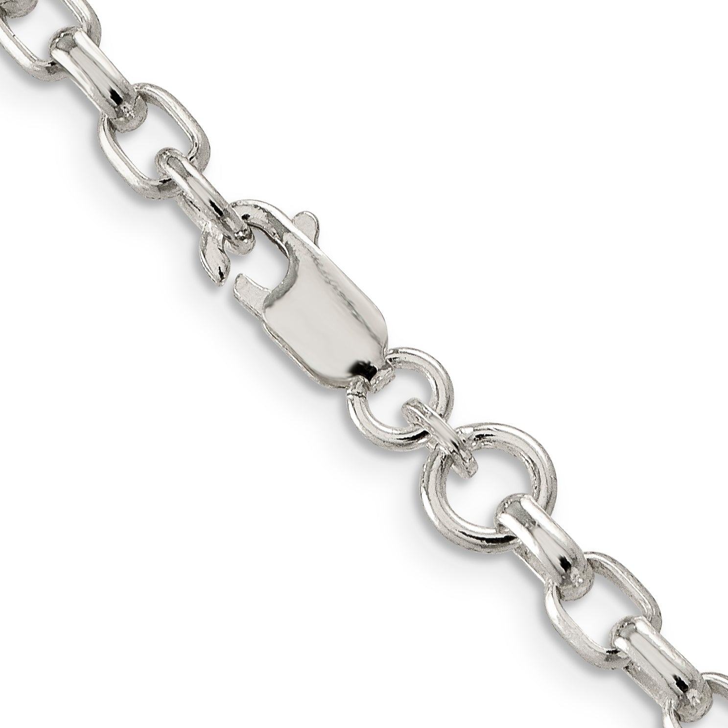 16 Inch Sterling Silver 4.4mm Oval Fancy Rolo Chain Necklace