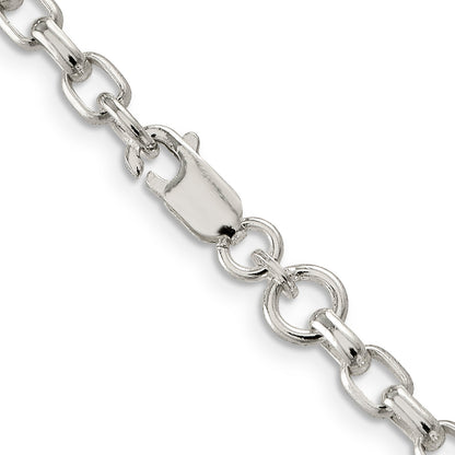 20 Inch Sterling Silver 4.4mm Oval Fancy Rolo Chain Necklace