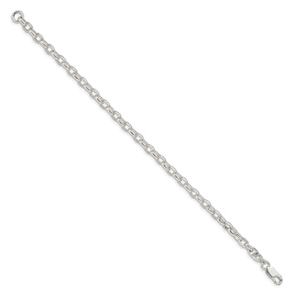 8 Inch Sterling Silver 4.4mm Oval Fancy Rolo Chain Bracelet
