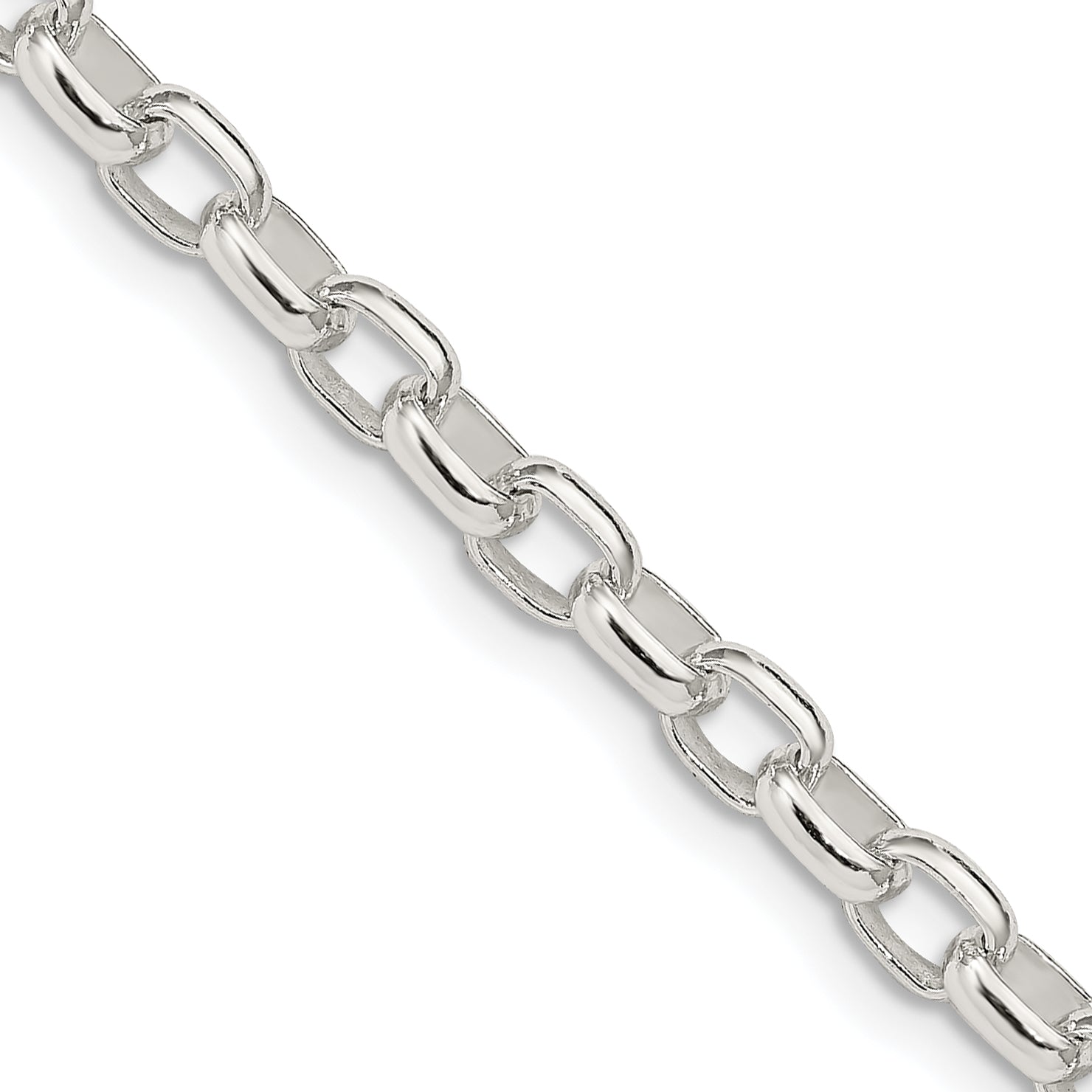 16 Inch Sterling Silver 4.4mm Oval Fancy Rolo Chain Necklace