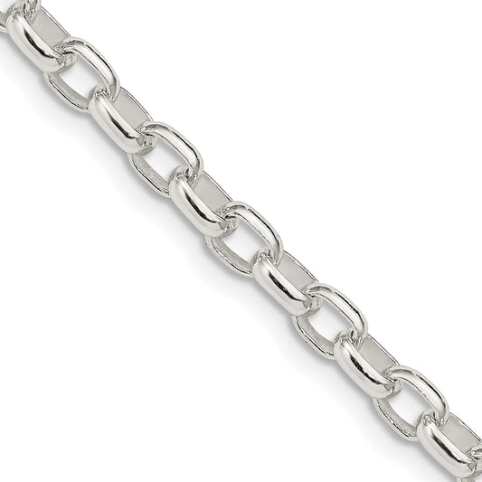 20 Inch Sterling Silver 4.4mm Oval Fancy Rolo Chain Necklace