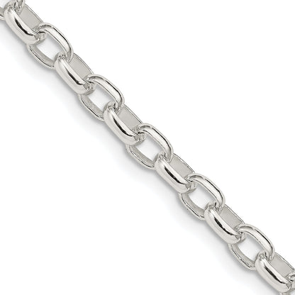 24 Inch Sterling Silver 4.4mm Oval Fancy Rolo Chain Necklace