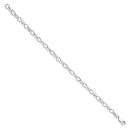 Sterling Silver Amore La Vita Rhodium-Plated Polished 5mm 8 Inch Rolo With Lobster Clasp Charm Bracelet
