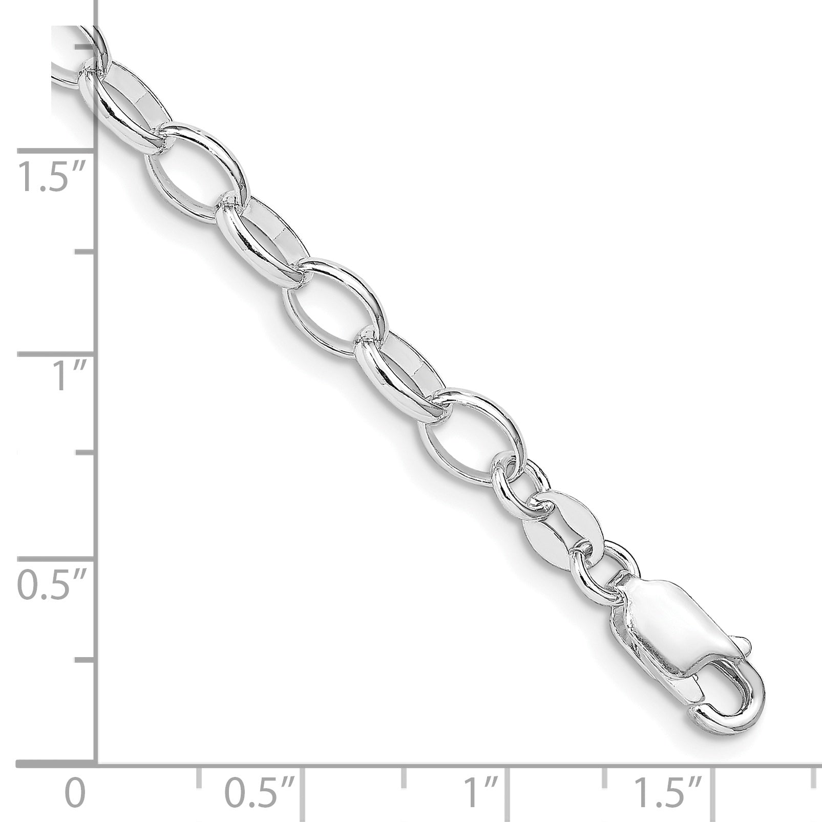 Sterling Silver Amore La Vita Rhodium-Plated Polished 5mm 8 Inch Rolo With Lobster Clasp Charm Bracelet