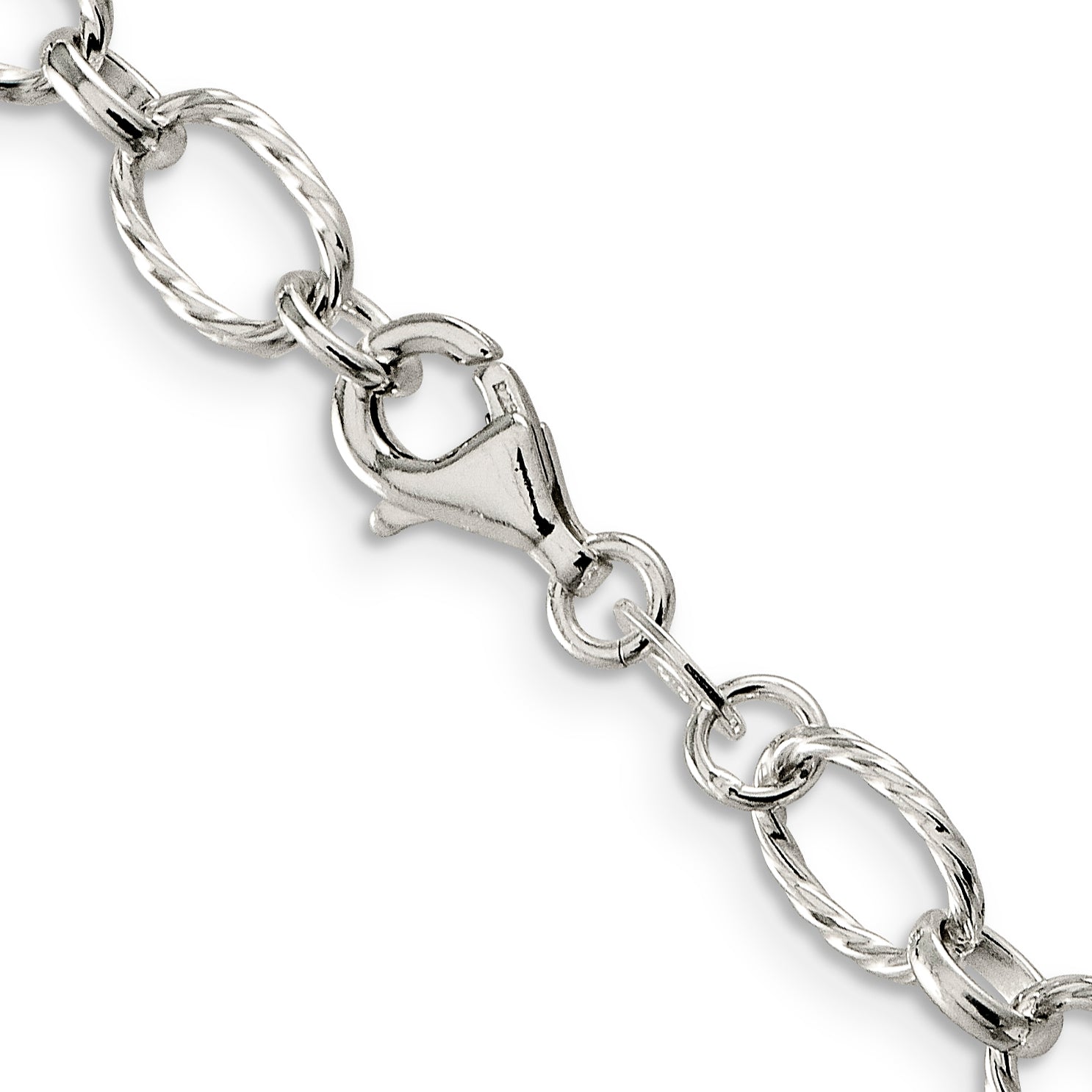20 Inch Sterling Silver 6.1mm Fancy Patterned Rolo Chain Necklace