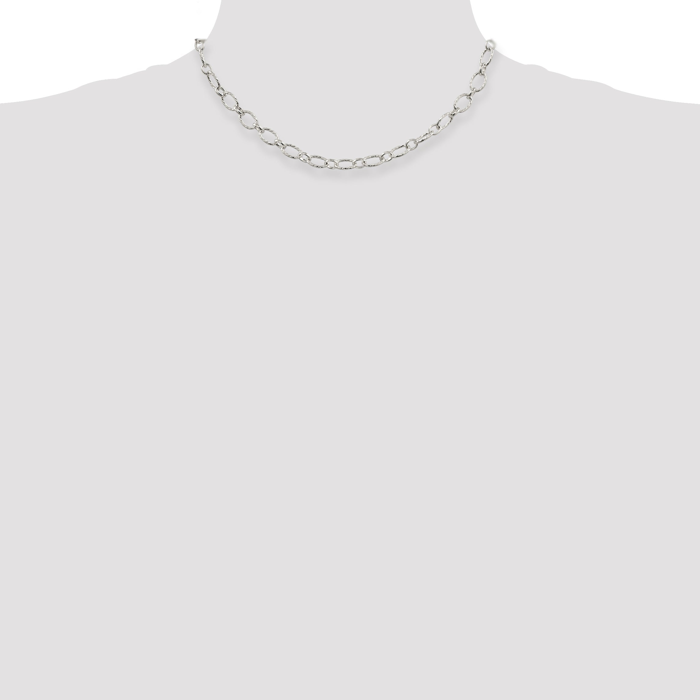 16 Inch Sterling Silver 6.1mm Fancy Patterned Rolo Chain Necklace