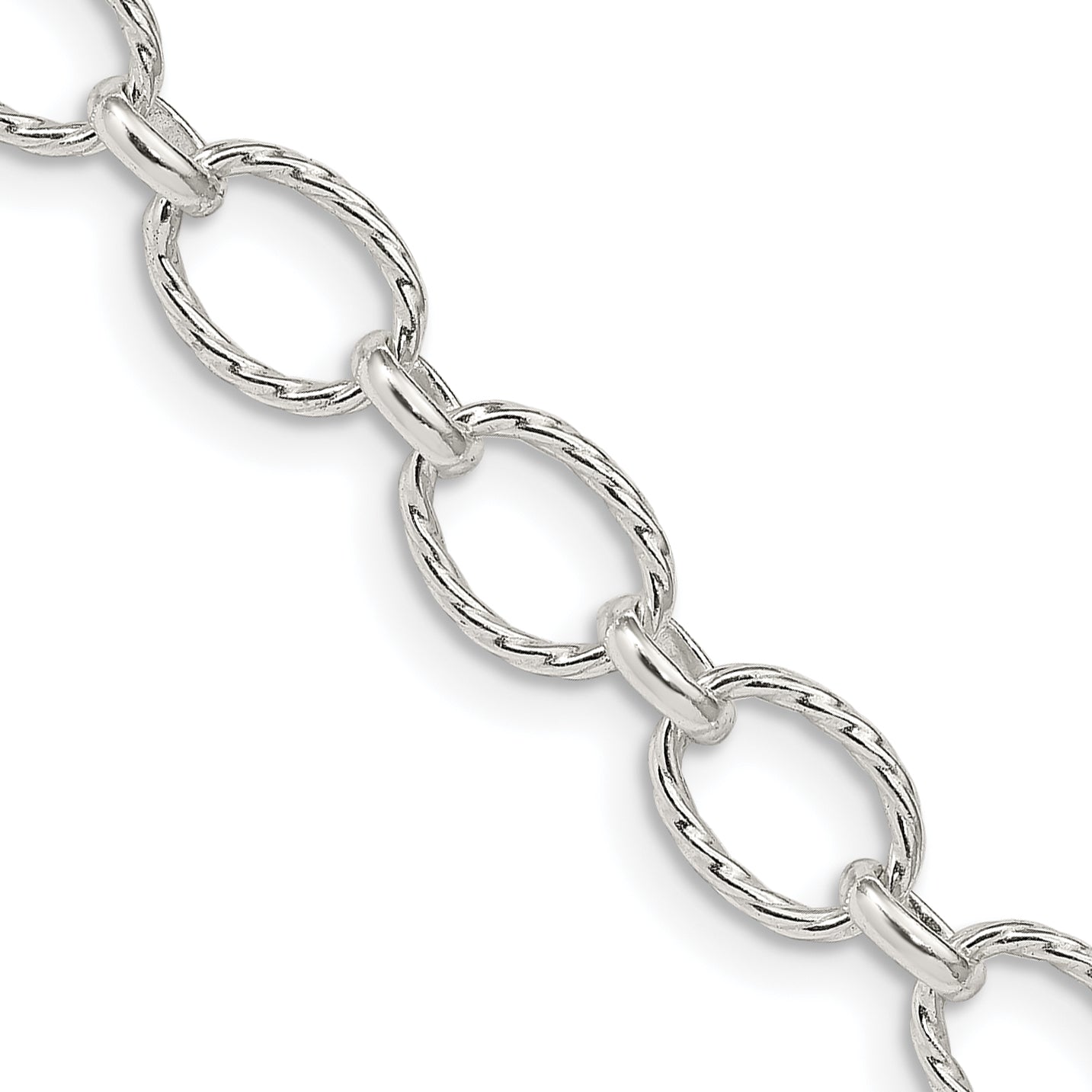 20 Inch Sterling Silver 6.1mm Fancy Patterned Rolo Chain Necklace