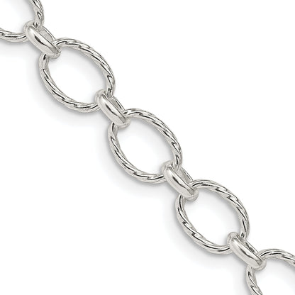 30 Inch Sterling Silver 6.1mm Fancy Patterned Rolo Chain Necklace